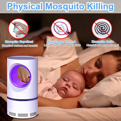 Lámpara mata mosquitos en uso